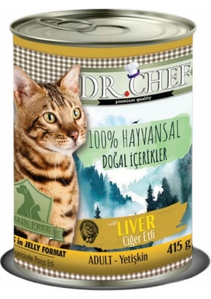 Dr. Chef Ciğer Etli Tahılsız Kedi Konservesi 415 gr x 24 Adet