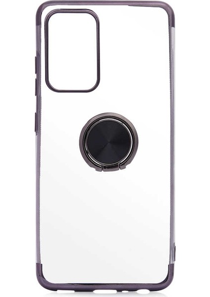 Samsung Galaxy A52 Kılıf Dört Köşe Lazer Yüzüklü Standlı Siyah