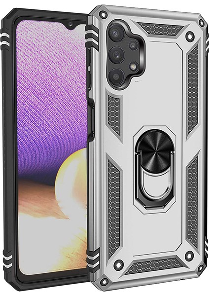 Samsung Galaxy A32 Shockproof Yüzük Tutuculu Vega Gri