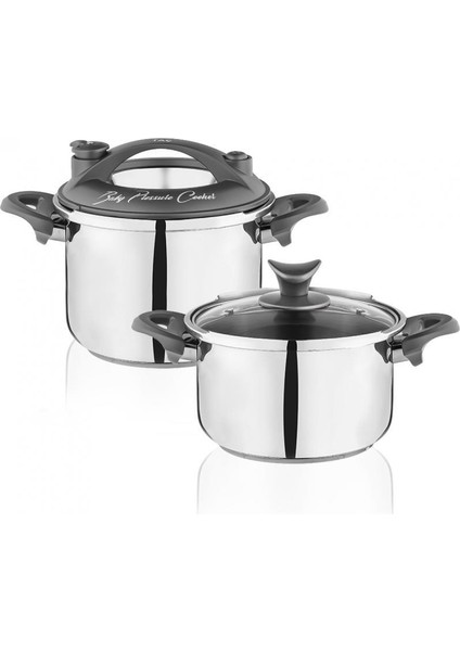 Baby 2'li Düdüklü Tencere Seti Gri 2,5 + 3,5 lt. fiyatları