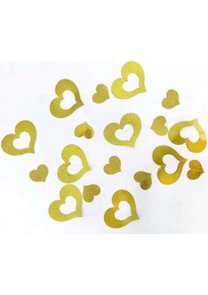 Süs Kalp Hologramlı Fon Süsü 2mt Altın Pk:10