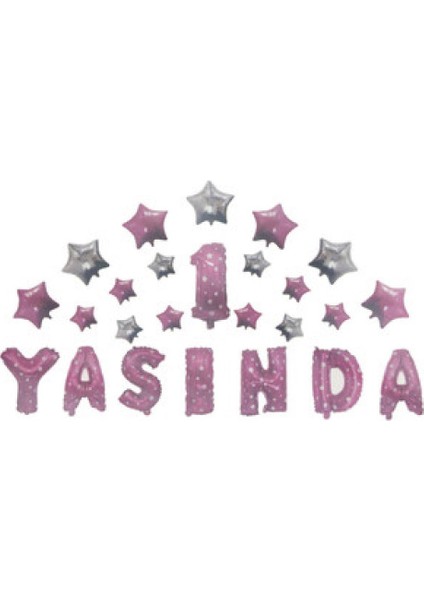 Folyo Balon 1 Yaşında Yıldızlı Set Pemb 16ınc Pk:1