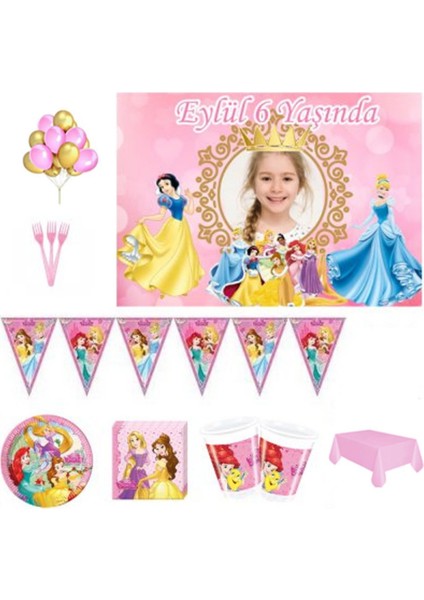 Afiş Li Prenseler Doğum Günü Süsleri, Parti Seti 8 Kişilik HDTS168