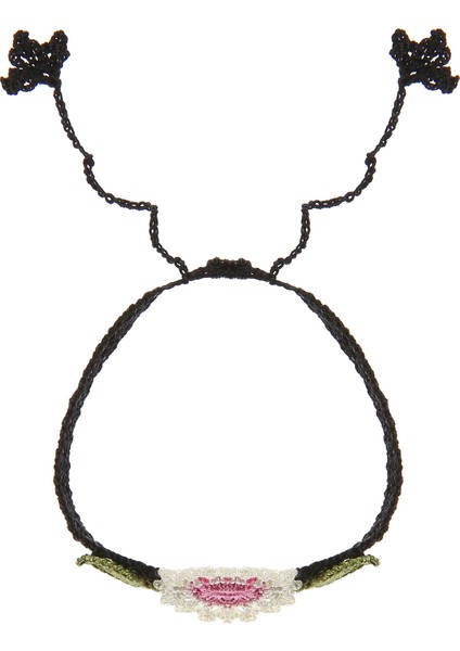 Çiçekli Ince Kordonlu Elişi Örgü Kadın Bileklik 16 cm fiyatları