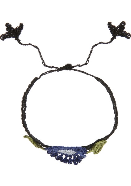 Çiçekli Ince Kordonlu Elişi Örgü Kadın Bileklik 16 cm fiyatları