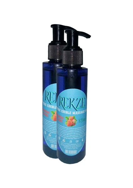 Rekze Erkeklere Kadınlara Özel Çilek Aromalı Masaj Yağı Pure Edible Strawberry Flavor Massage Oil 125ML 2 Adet