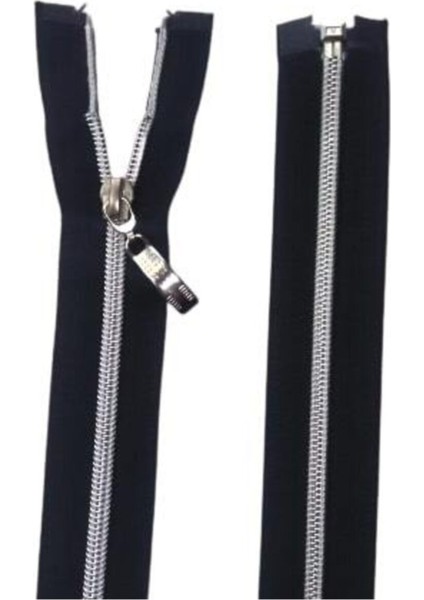 Ferace Fermuarı Siyah Gümüş Dişli 110 cm