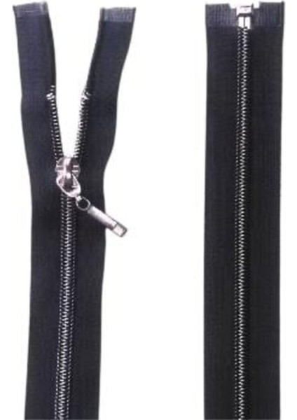 Ferace Fermuarı Siyah Metal Görünümlü Dişli 110 cm