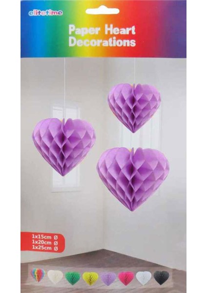 Süs Petek Modeli Kalpli 3 Lü Set Lila Pk:3