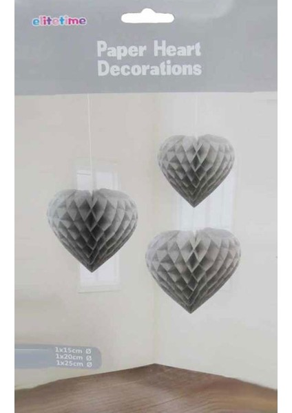 Süs Petek Modeli Kalpli 3 Lü Set Gümüş Pk:3