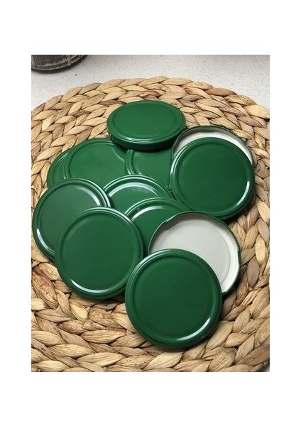 Metal 82 mm Konserve Kavanoz Kapağı Slikonlu Yeşil 100 Adet