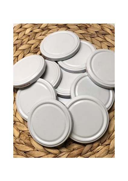 Metal 82 mm Beyaz Konserve Kavanoz Kapağı Slikonlu 20 Adet