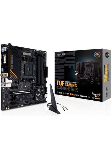 Tuf Gamıng B550M-E Wıfı Amd B550 Am4 DDR4 4800 Dp Hdmı Vga Çift M2 Usb3.2 Ax Wifi + Bt Aura Rgb Matx (Tuf Gamıng B550M-E Wıfı) Anakart