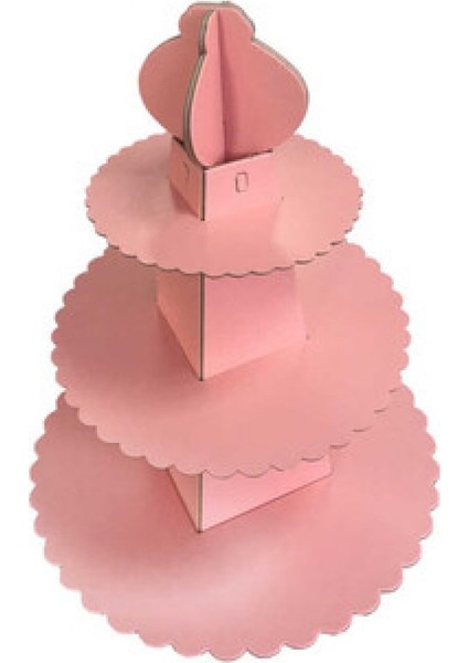 Cup Cake Standı Piramit Modeli Düz Renk Pembe Pk:1