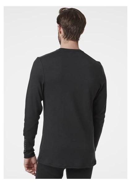 Hh Lıfa Merıno Mıdweıght Crew HHA.49364 HHA.990 Siyah Erkek Termal Içlik T-Shirt