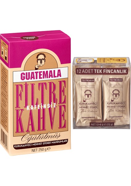 Guatemala Filtre Kahve 250 gr + Tek Fincanlık Türk Kahvesi 12X6 gr