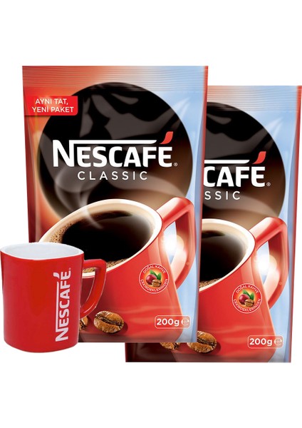 Classic Hazır Kahve 200 gr 2 Adet + Nescafe Kupa Bardak