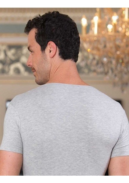 Kısa Kollu V Yakalı Likralı Süprem Atlet Gri ME073 fiyatları