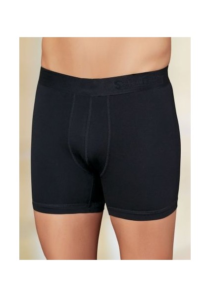 Likralı Şahinler Yazılı Torbalı Boxer Siyah ME031