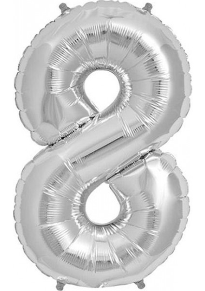 8 Rakam Folyo Balon Gümüş 100 cm (1 Metre)