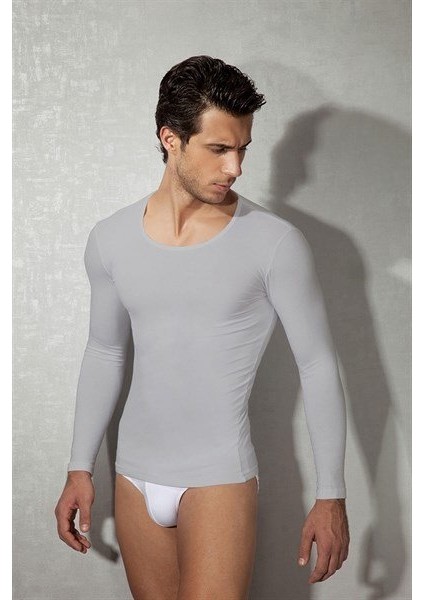 Erkek Modal Geniş Yaka Uzun Kol T Shirt 2955 indirimleri