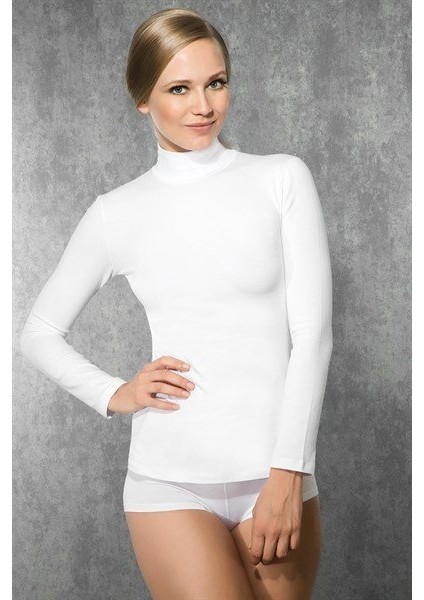 Kadın Modal Uzun Kollu Boğazlı T Shirt 8510