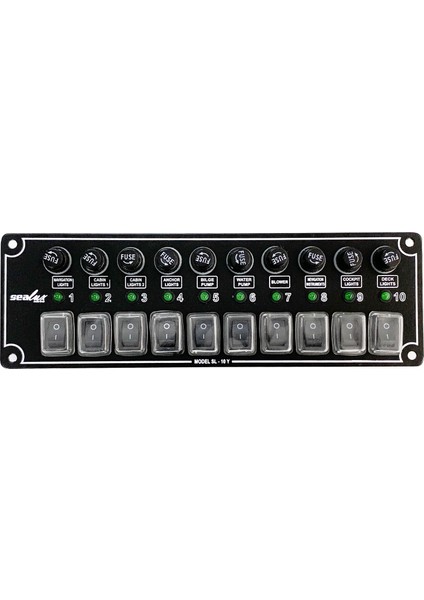 Marine Tekne Switch Panel 10 Anahtarlı Yatay 12-24v Sigorta Paneli