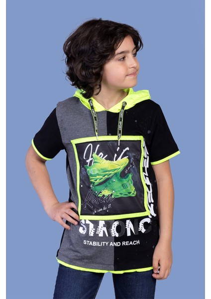 Toontoy Erkek Çocuk Garni Detaylı Baskılı Tişört