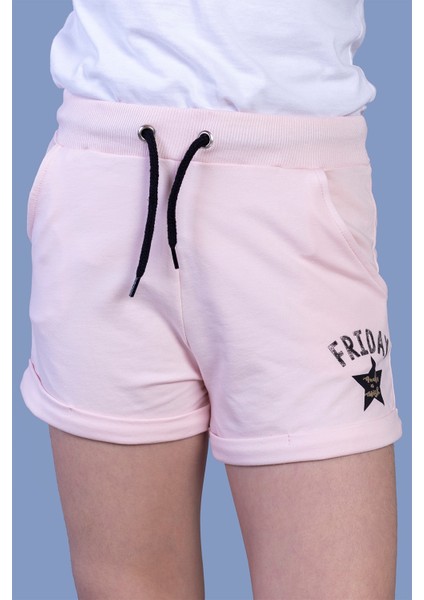 Toontoy Kız Çocuk Iki Yanı Cepli Baskılı Şort