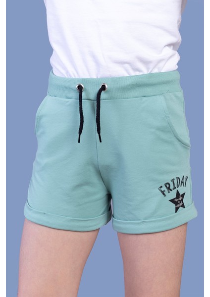 Toontoy Kız Çocuk Iki Yanı Cepli Baskılı Şort