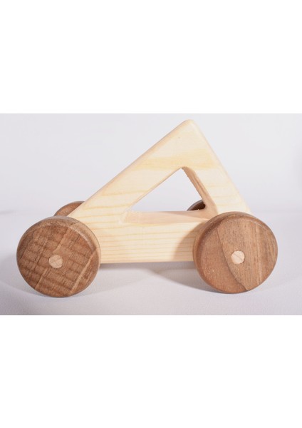 Üçgen Geometrik Ahşap Oyuncak Araba - % 100 Doğal Ağaç