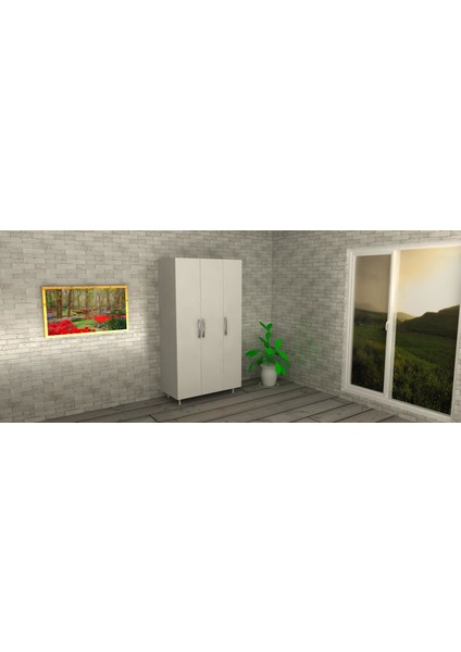 3 Kapaklı Çok Amaçlı Gardırop