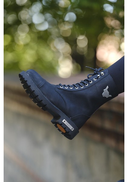 Motor Style Siyah Deri Bot Fermuarlı ve Bağcıklı Su Geçirmez Trekking Tipi Kaymaz Taban fiyatları