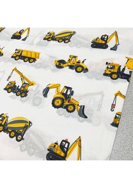 240 Santim Eninde Sarı Iş Makineli Poplin Kumaş