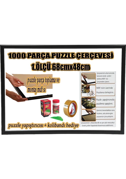 Efor Puzzle Çerçevesi 1000 Parça -Camsız - 1.ölçü 68 cm x 48 cm - Renk Siyah -Çerçeve 23 mm