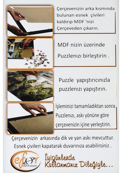 Efor Puzzle Çerçevesi 1000 Parça -Camsız - 1.ölçü 68 cm x 48 cm - Renk Koyu Kahve -Çerçeve 23 mm