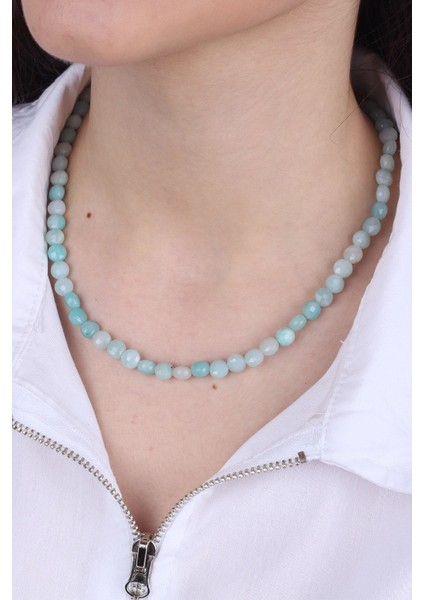 Faset Kesimli Amazonit Taşlı Kadın Kolye - 200070