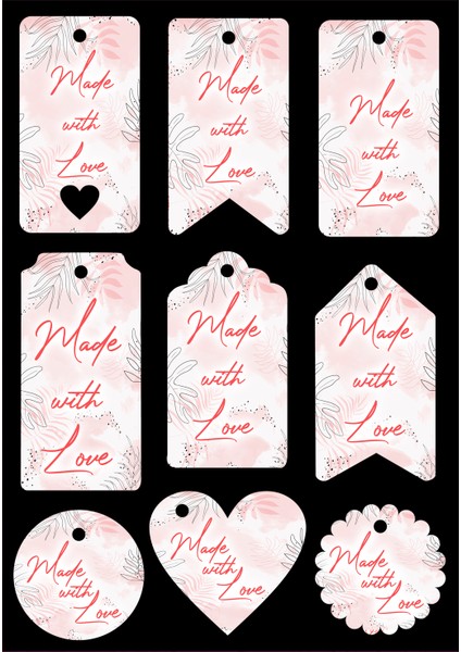 Made With Love Yazılı Kart Seti
