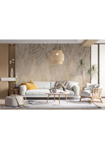 Tropikal Yapraklar Krem-Bej Duvar Kağıdı fiyatları