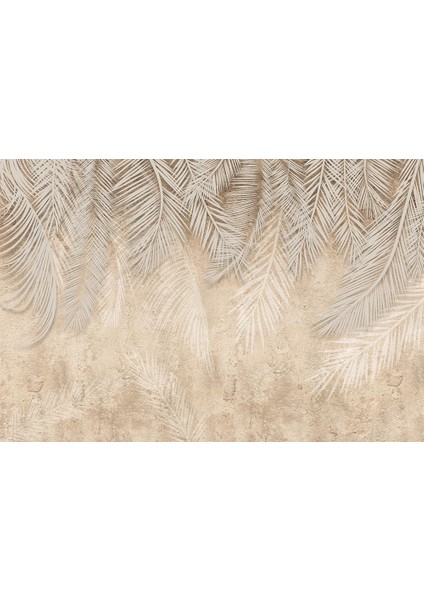 Tropikal Yapraklar Krem-Bej Duvar Kağıdı modelleri
