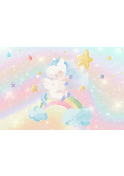 Gökkuşağı Üzerinde Unicorn Çocuk Odası Duvar Kağıdı fiyatları