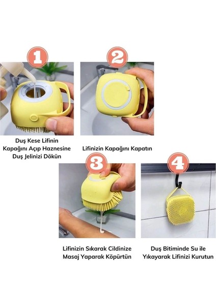 Yumuşak Silikon Malzemeli Esnek Jel Hazneli Masaj Fonksiyonlu Etkili Banyo Duş Kese Lifi modelleri