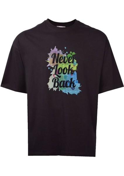 Unisex Tasarım Basic Tshirt Never Look Back Tişört