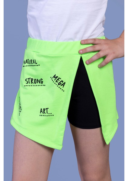 Toontoy Kız Çocuk Garni Detaylı Baskılı Etek Görünümlü Şort