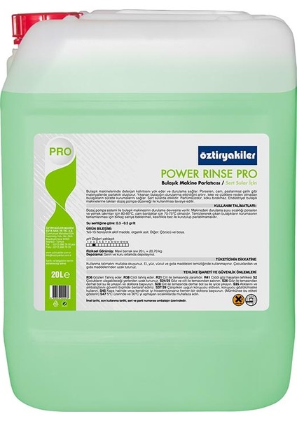 Power Rinse Pro Bulaşık Makinesi Parlatıcısı 20 Lt