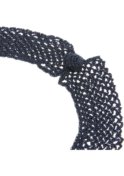 Tasma Kolye Gelincik Çiçekli Kalın Kordon Elişi Tığ Oyası 35-40 cm Mavi -Lacivert fırsatları