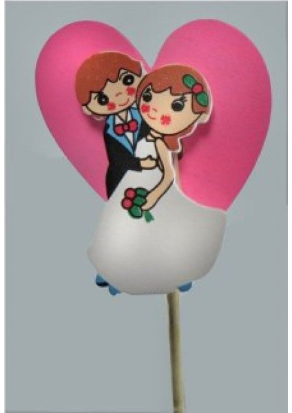 20 Adet Gelin Damat Kalpli Çubuklu Pk1