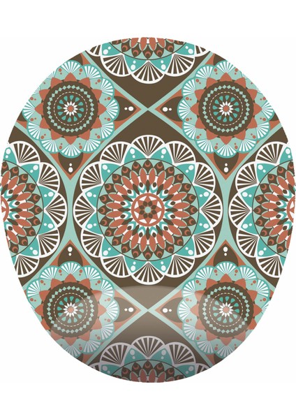 Kahverengi ve Yeşil Desenli - Bilek Destekli Oval Tasarım Mous