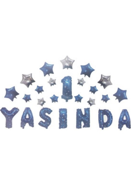 Folyo Balon 1 Yaşında Yıldızlı Set Mavi 16ınc Pk:1