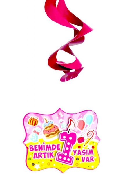 Orta Süs Asmalı Benimde 1 Yaşım Pembe Pk:10